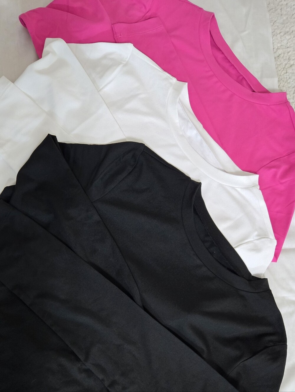 Girls Crew Neck Long Sleeve Tee - Pink, White & Black